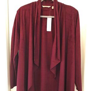 NWT Soft Surroundings Suede Open-Front Cardigan, New w/Tags, Size Large